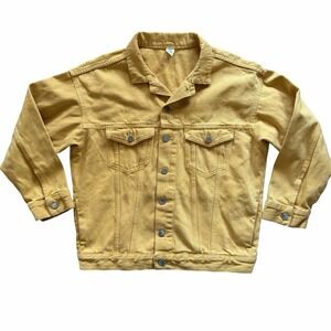 & DENIM Yellow Denim Jean Jacket US 4 Bright Sunny Marigold Spring Casual Chic